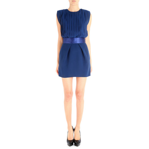 elisabetta franchi/伊丽莎白 法兰奇典雅束腰连衣裙gb 44 蓝色