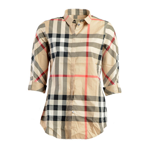 burberry/博柏利 女士 棉混纺 经典格子条纹 衬衫 zi