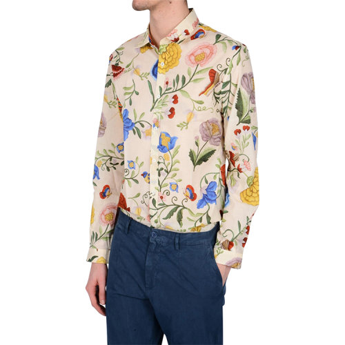 gucci/古驰 男士 纯棉 花朵印花 衬衫 br