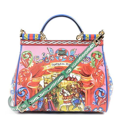 dolce&gabbana/杜嘉班纳 女士丰富图案印花小牛皮手提包 sp
