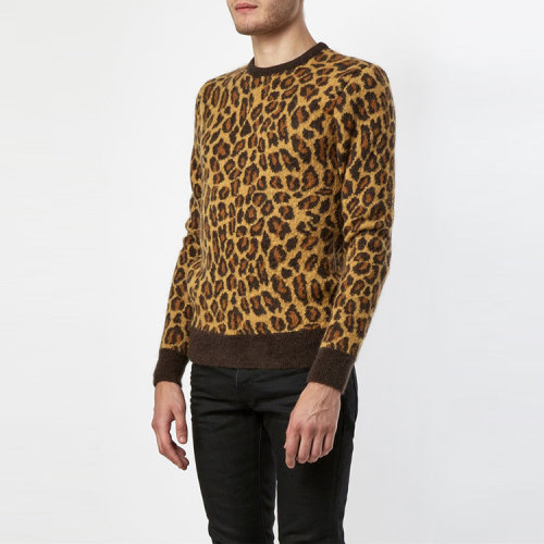 yves saint laurent/圣罗兰时尚豹纹男针织衫of