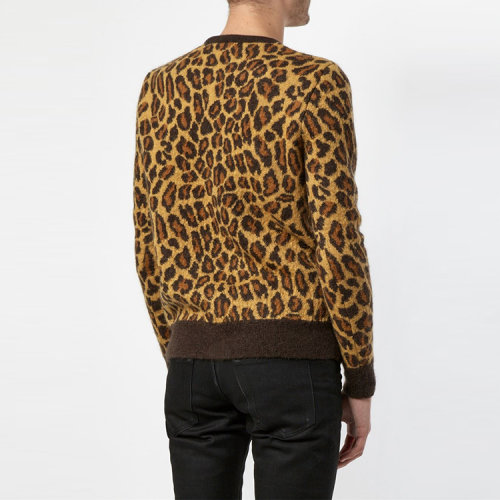 yves saint laurent/圣罗兰时尚豹纹男针织衫of