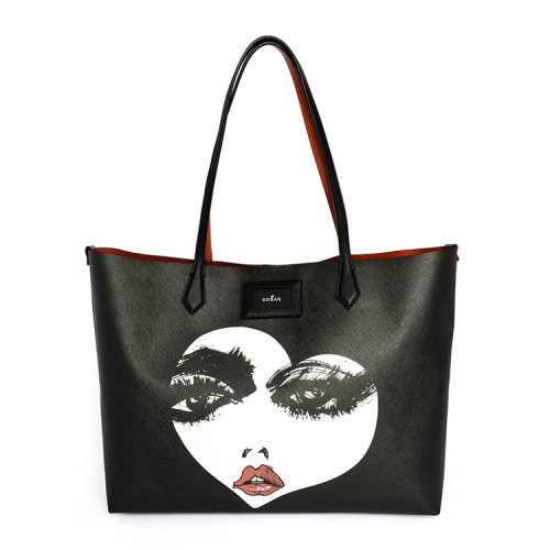 单肩包】hogan/霍根 女士人脸图案印花牛皮单肩包 ve【正品 价格 图片