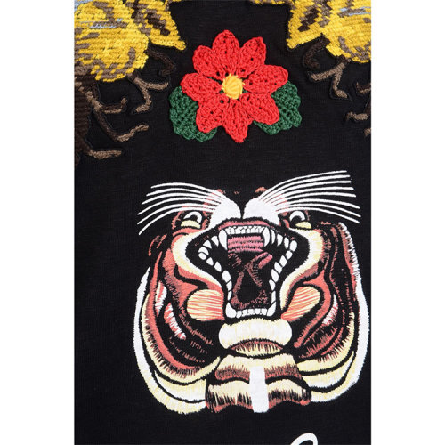 gucci/古驰 女士图案印花刺绣细节麻短袖t恤 br