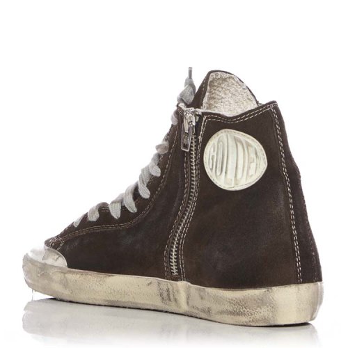 golden goose 麂皮鞋面 怀旧高帮女士运动鞋 shgg0122_coffe_eu 36