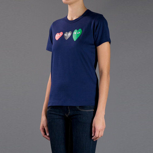 comme des garcons/川久保玲三颗桃心印花女士t恤of l 蓝色