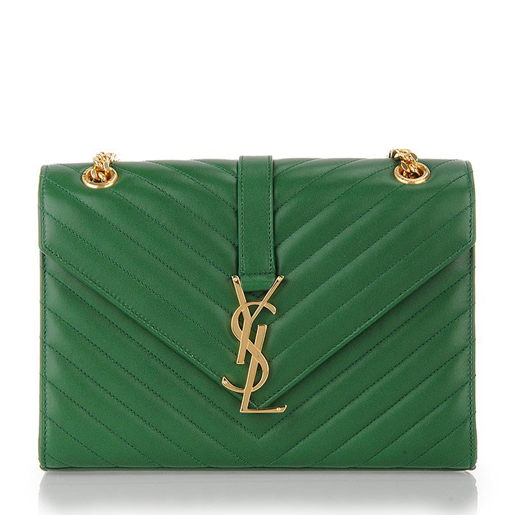yves saint laurent/圣罗兰翠绿羊皮信封式单肩包9300671030 绿色