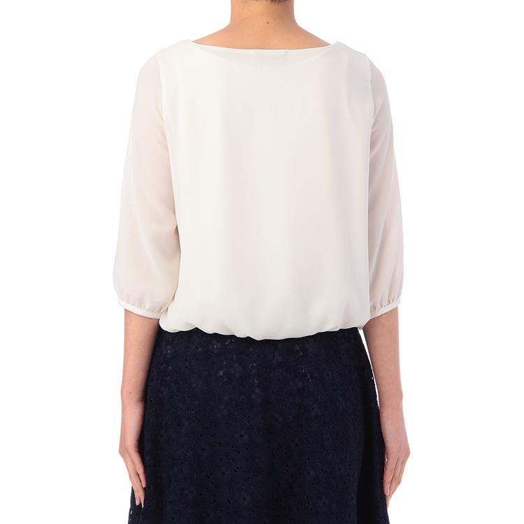 untitled女士加大码褶皱宽下摆长袖雪纺衫15316804 xl 米白色