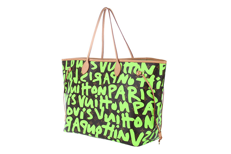 louis vuitton(路易威登) 荧光绿涂鸦大号购物袋