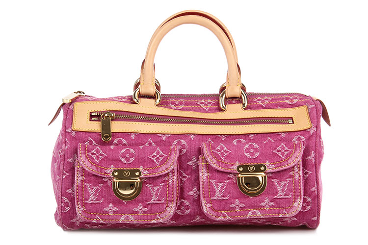 louis vuitton(路易威登) 玫粉色牛仔布手提包