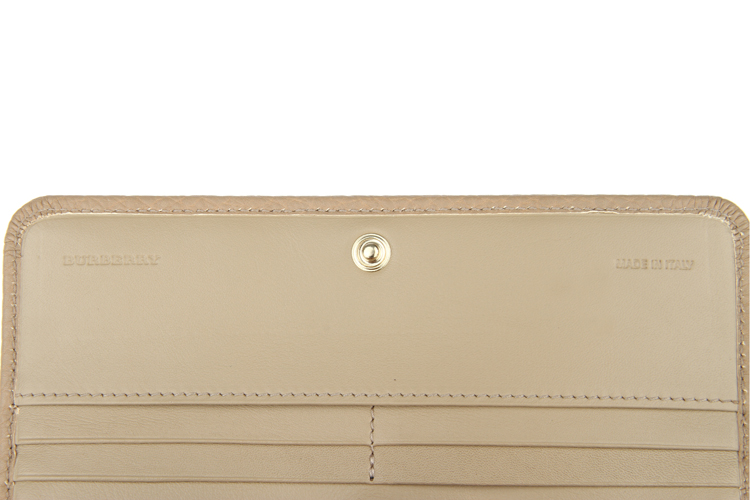burberry(博柏利) 浅咖色皮质长款按扣钱夹