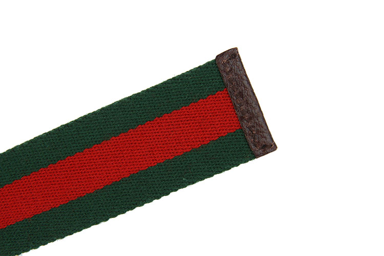 gucci(古驰) 红/绿帆布条纹竹节腰带75