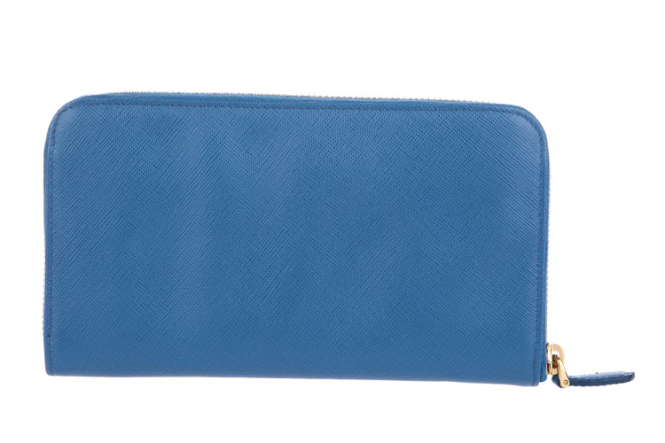 prada普拉达湖蓝色长款钱包 1m0506