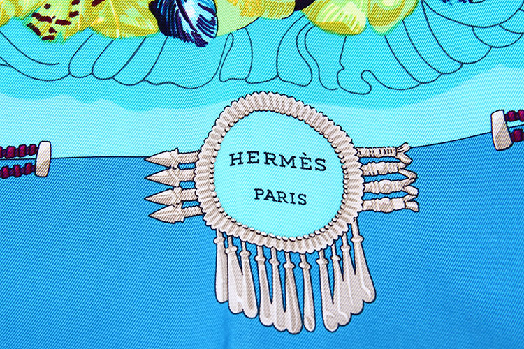 hermes(爱马仕 蓝色印第安系列丝巾