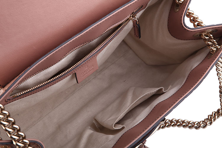 gucci(古驰) 粉咖色皮质单肩包