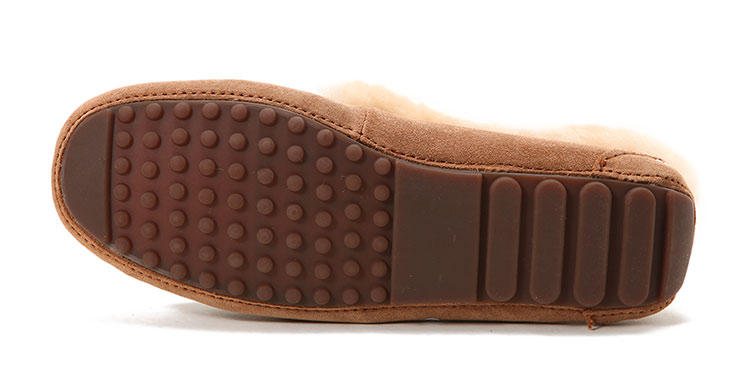 jumbougg女士栗色皮毛一体羊毛低帮翻毛豆豆鞋