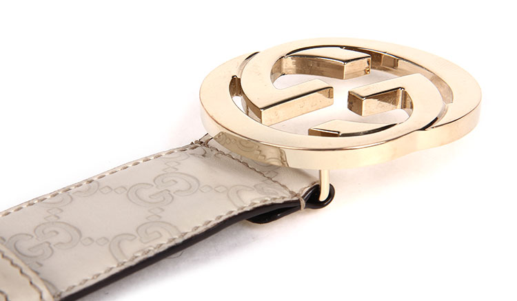 gucci(古驰) 白色皮质双glogo腰带80