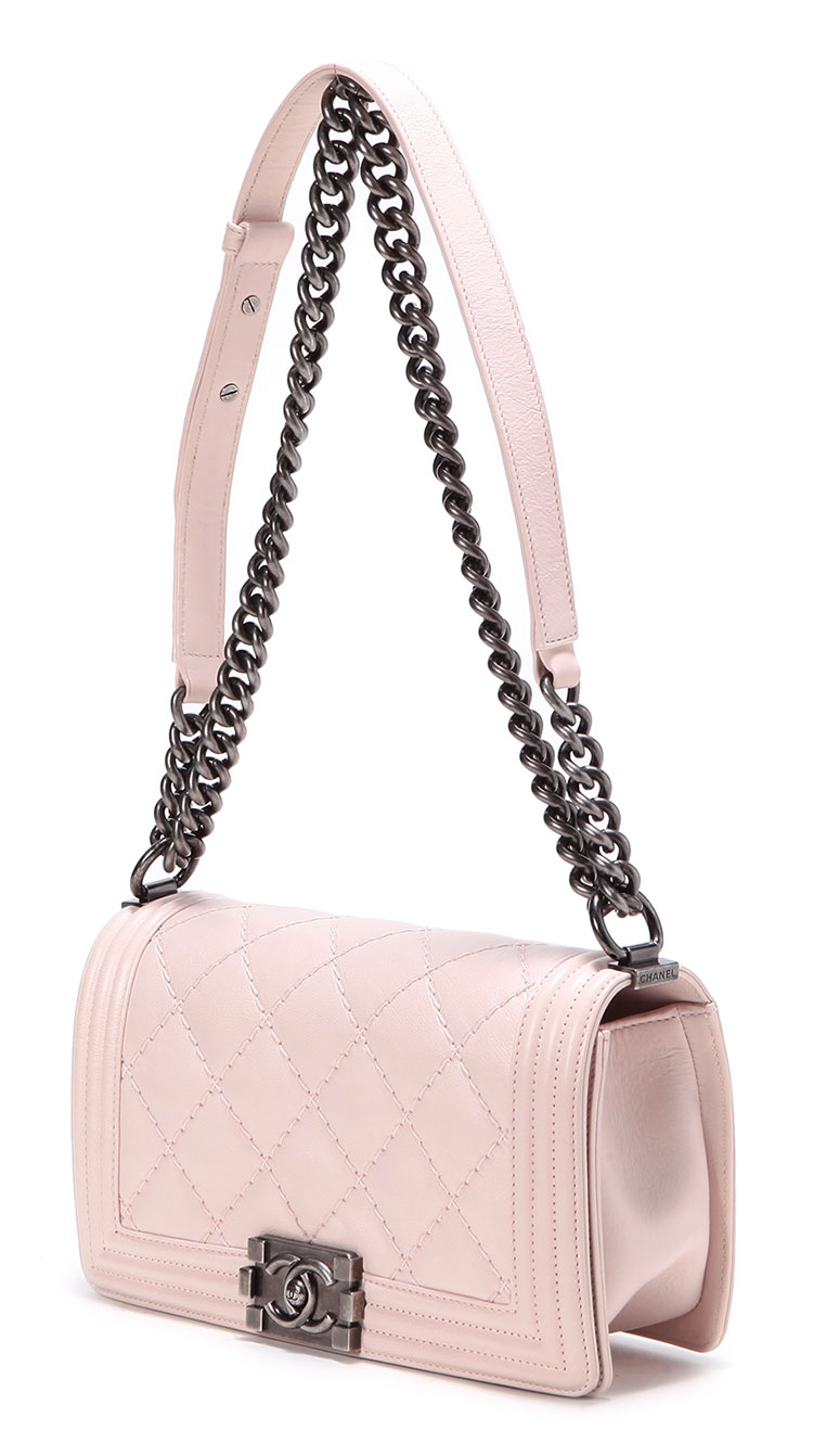 chanel(香奈儿) le boy粉色皮质单肩包