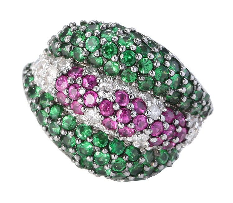 qi ta pinpai(其他品牌) 18k金红绿宝石钻石戒指53