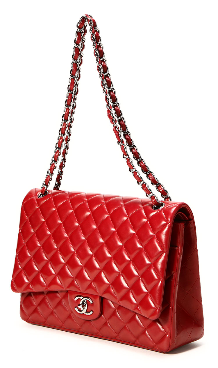 chanel(香奈儿) 枣红色皮质银链cf单肩包