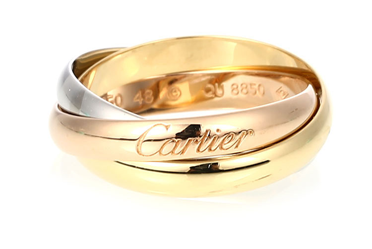 cartier(卡地亚) 18k三色金中号三环戒指48