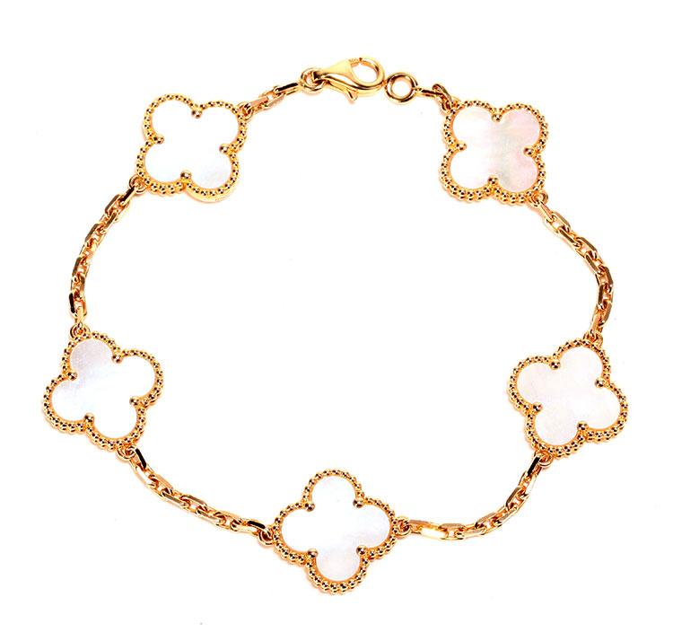 van cleef & arpels(梵克雅宝) 18k黄金白贝母五花手链