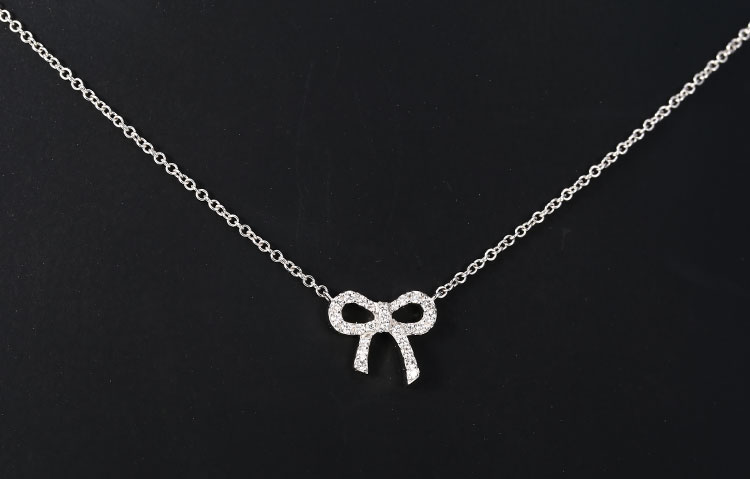 tiffany & co.(蒂芙尼) 18k白金钻石蝴蝶结项链