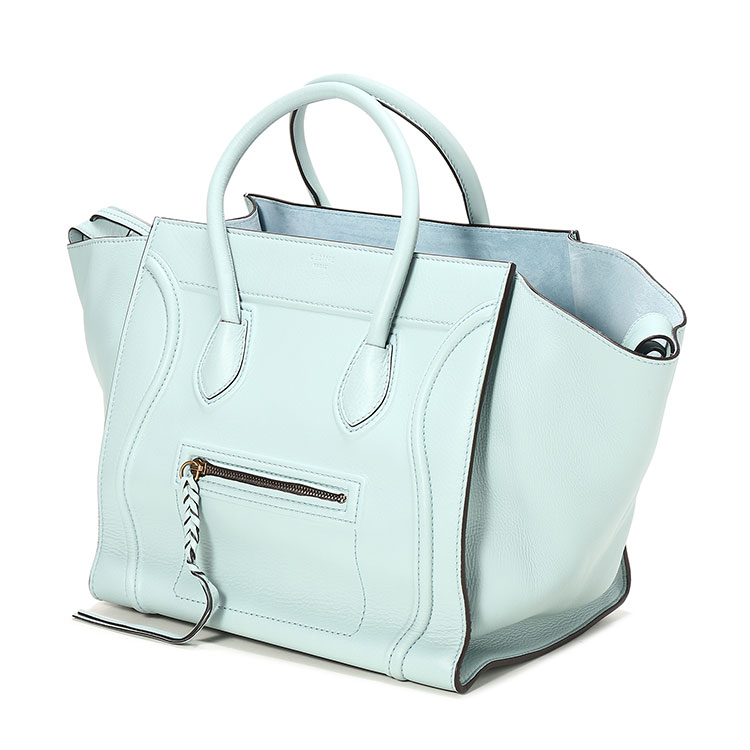 【celine赛琳 手提包】celine(赛林) 浅蓝绿色皮质笑