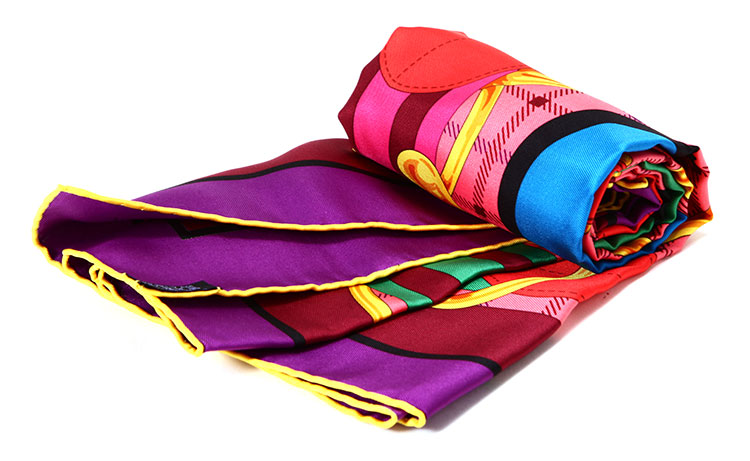 hermes(爱马仕) 紫色边框小马头图案丝巾90