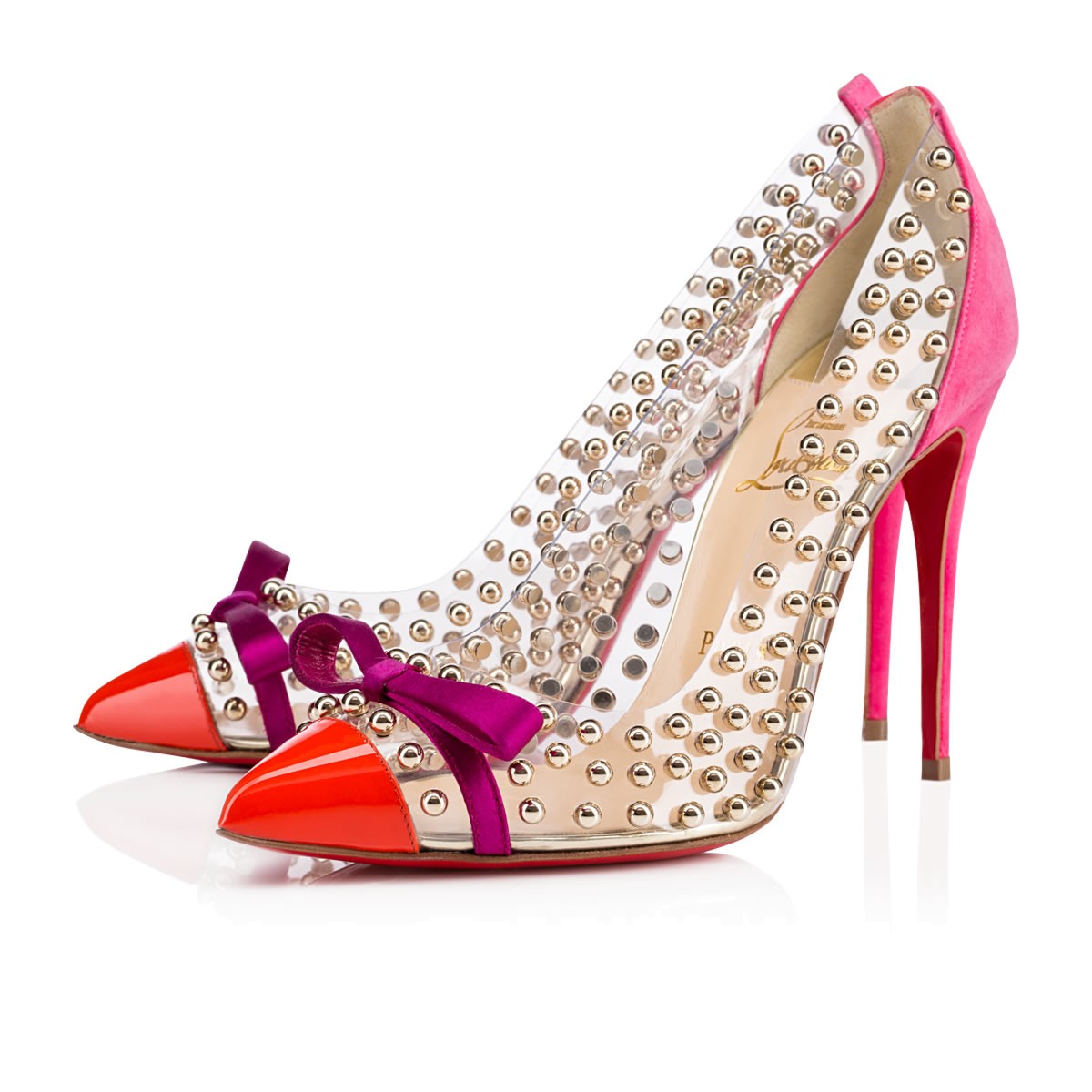 christian louboutin 2015限量水晶细高跟铆钉尖头鞋