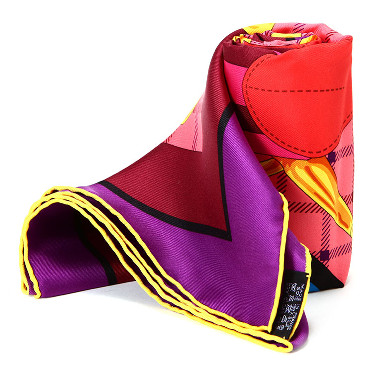 hermes(爱马仕) 紫色边框小马头图案丝巾90