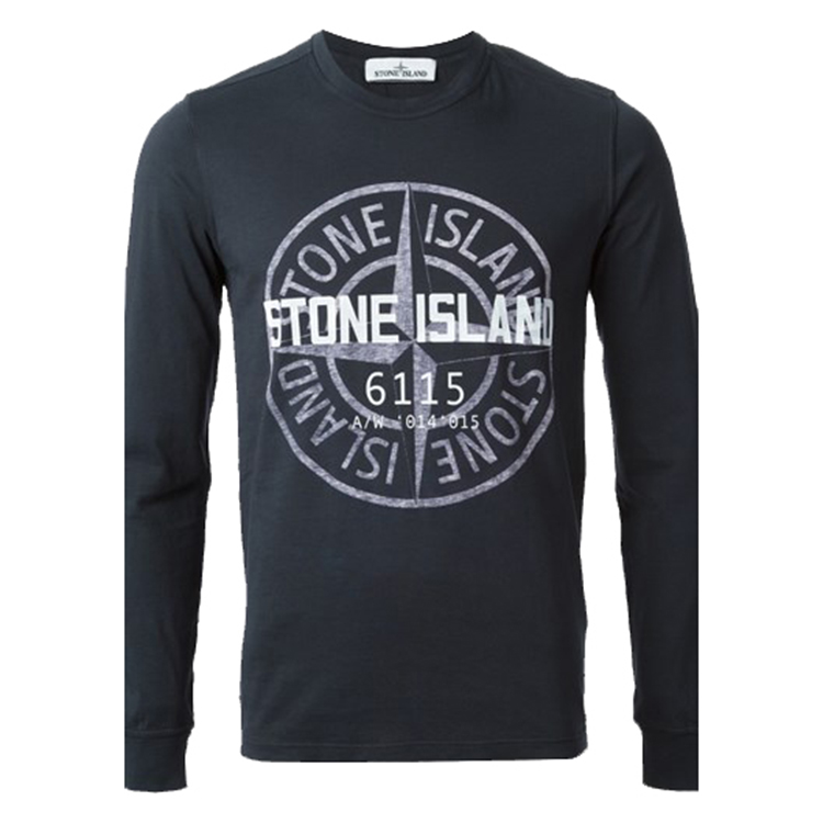 stone island黑色纯棉男士长袖t恤 9100489067