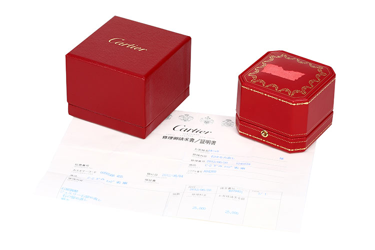 cartier(卡地亚) 18k白金双c镶钻戒指50