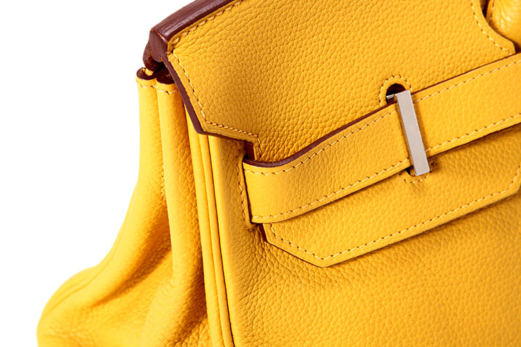hermes(爱马仕) 柠檬黄色皮质shoulder birkin42单肩包