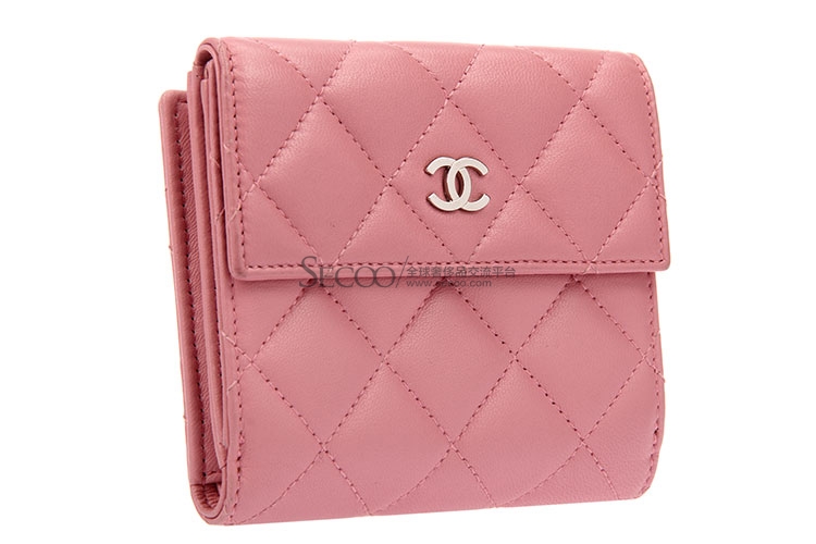 【chanel香奈儿 钱包】chanel(香奈儿) 粉红色皮质短款按扣钱夹【正品