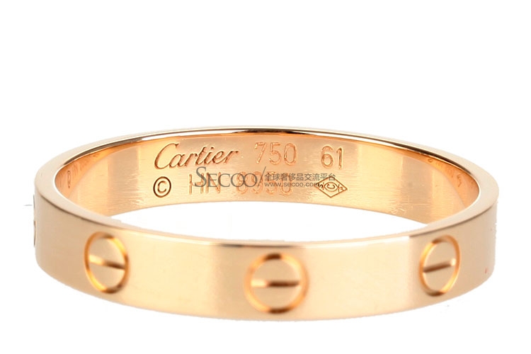 cartier(卡地亚) 窄版玫瑰金love系列戒指 61