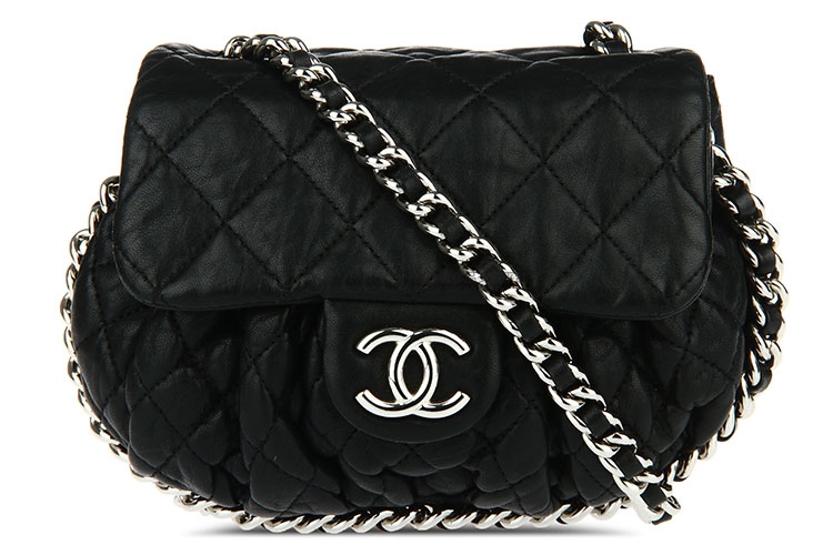 chanel(香奈儿) #黑色皮质斜挎包