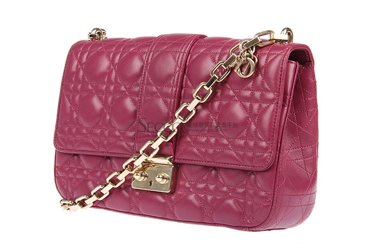 dior(迪奥) 紫红色皮质金属链单肩包