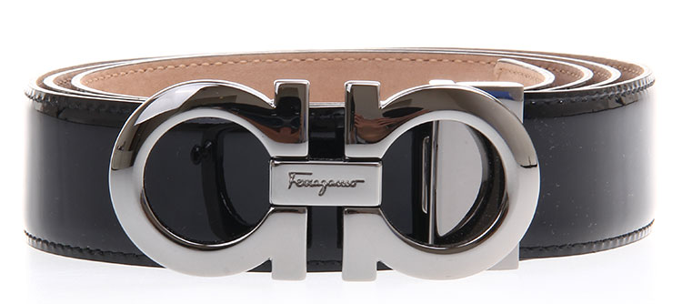 ferragamo(菲拉格慕 黑色漆皮经典logo腰带 115