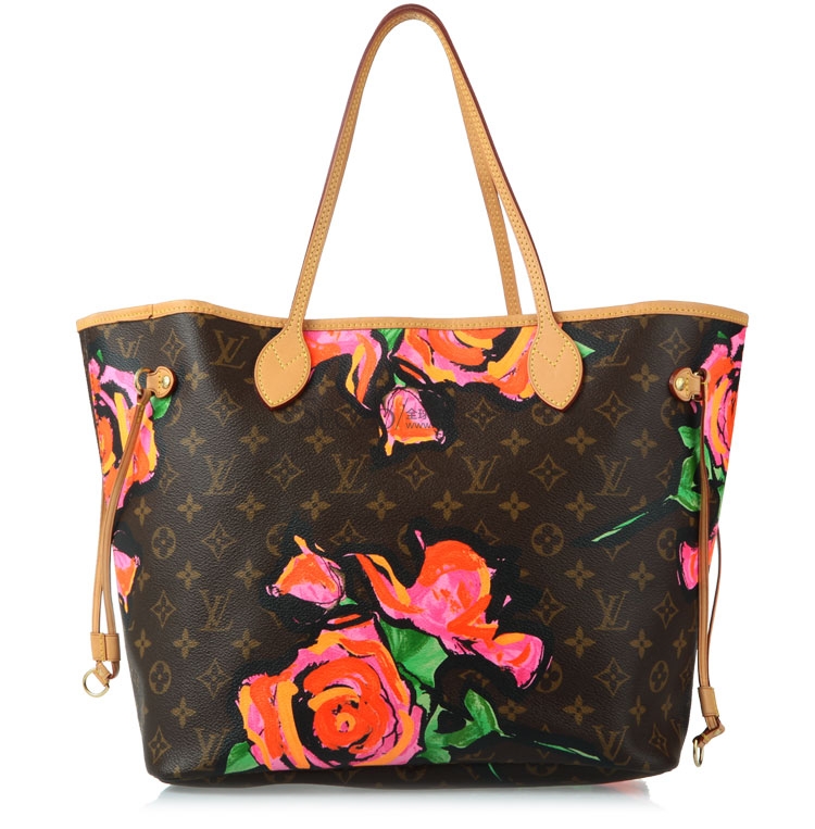 louis vuitton(路易威登) 老花色玫瑰花涂鸦限量款单肩包