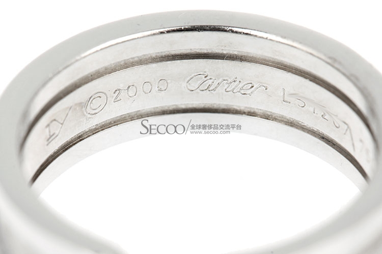 cartier(卡地亚) 18k白金双c窄版戒指 52