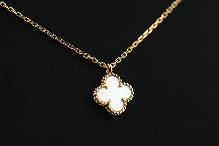 van cleef & arpels(梵克雅宝) 白色贝母四叶草18k黄金项链