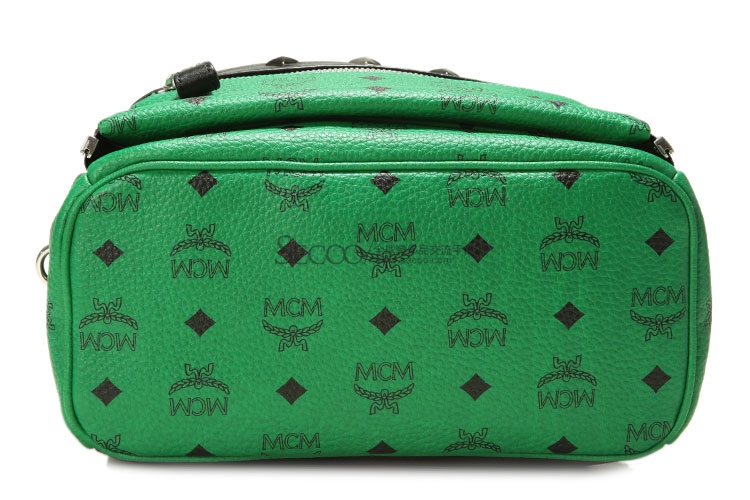 mcm(mcm) 绿色皮质铆钉款小号双肩包
