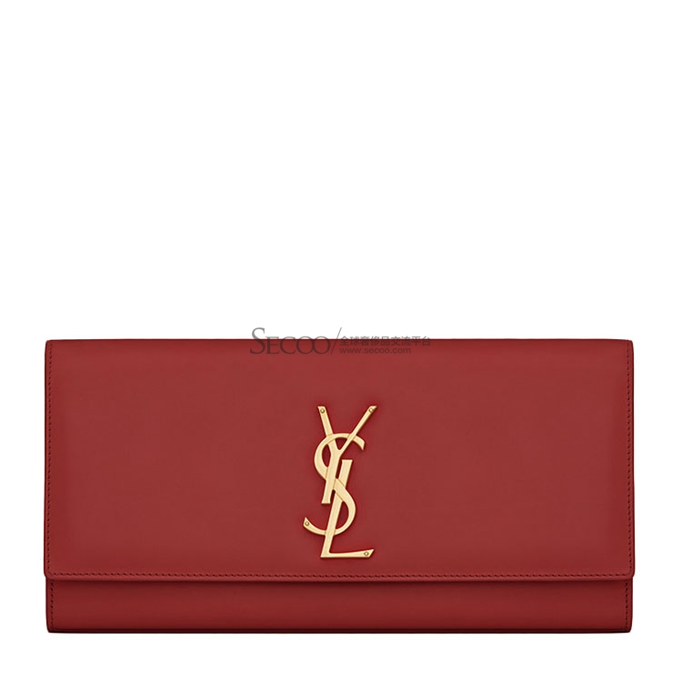 yves saint laurent/圣罗兰红色真皮ysllogo手包