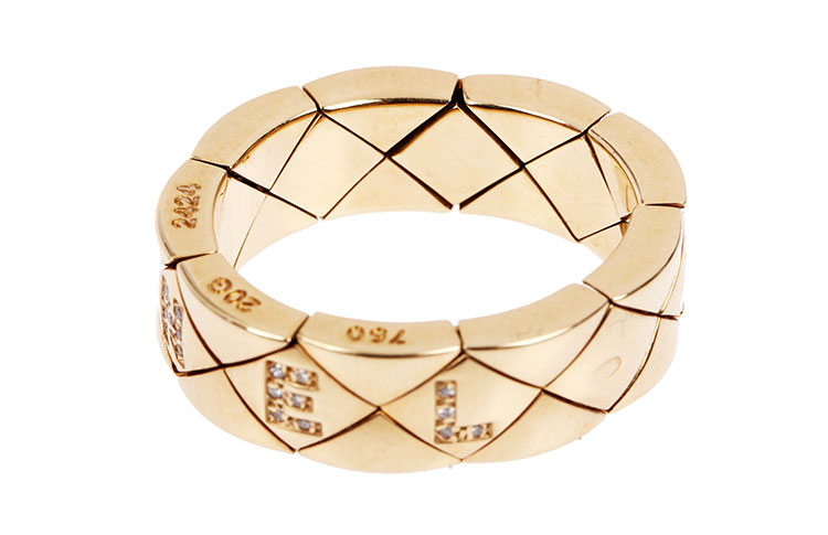 chanel(香奈儿) 18k黄金镶钻logo戒指55