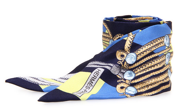 hermes(爱马仕) 蓝色底链条绳图案箱包巾