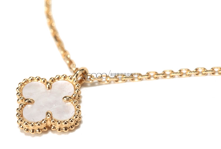 van cleef arpels(梵克雅宝 白色贝母四叶草18k黄金项链