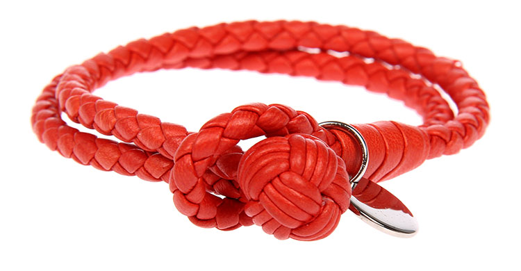 bottega veneta(葆蝶家) 橘红色皮质编织手绳m