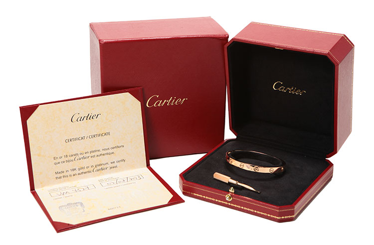 cartier(卡地亞) love系列18k玫瑰金手鐲 17