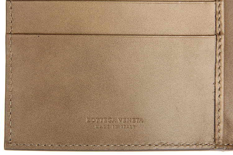 bottega veneta(葆蝶家) 浅棕色皮质编织中长款钱夹